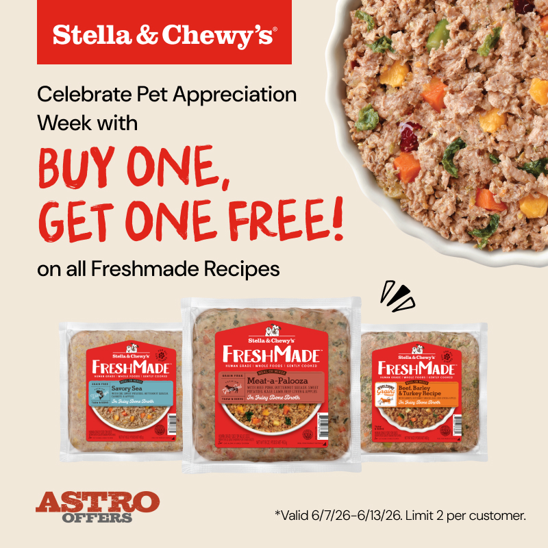 Stella and Chewy's FreshMade is made with only the good stuff 60% nutrient-rich poultry & organ meats paired with healthy fruits, veggies, superfoods, botanicals & tasty bone broth