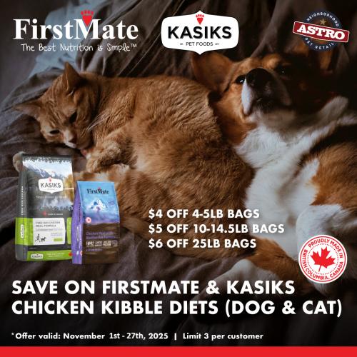 FirstMate, the leader in Limited Ingredient Diets, and winner of the Vanguard Award 2 years in a row - Made in Canada, family owned and European Certified.  Our simple diets are great for digestion. 