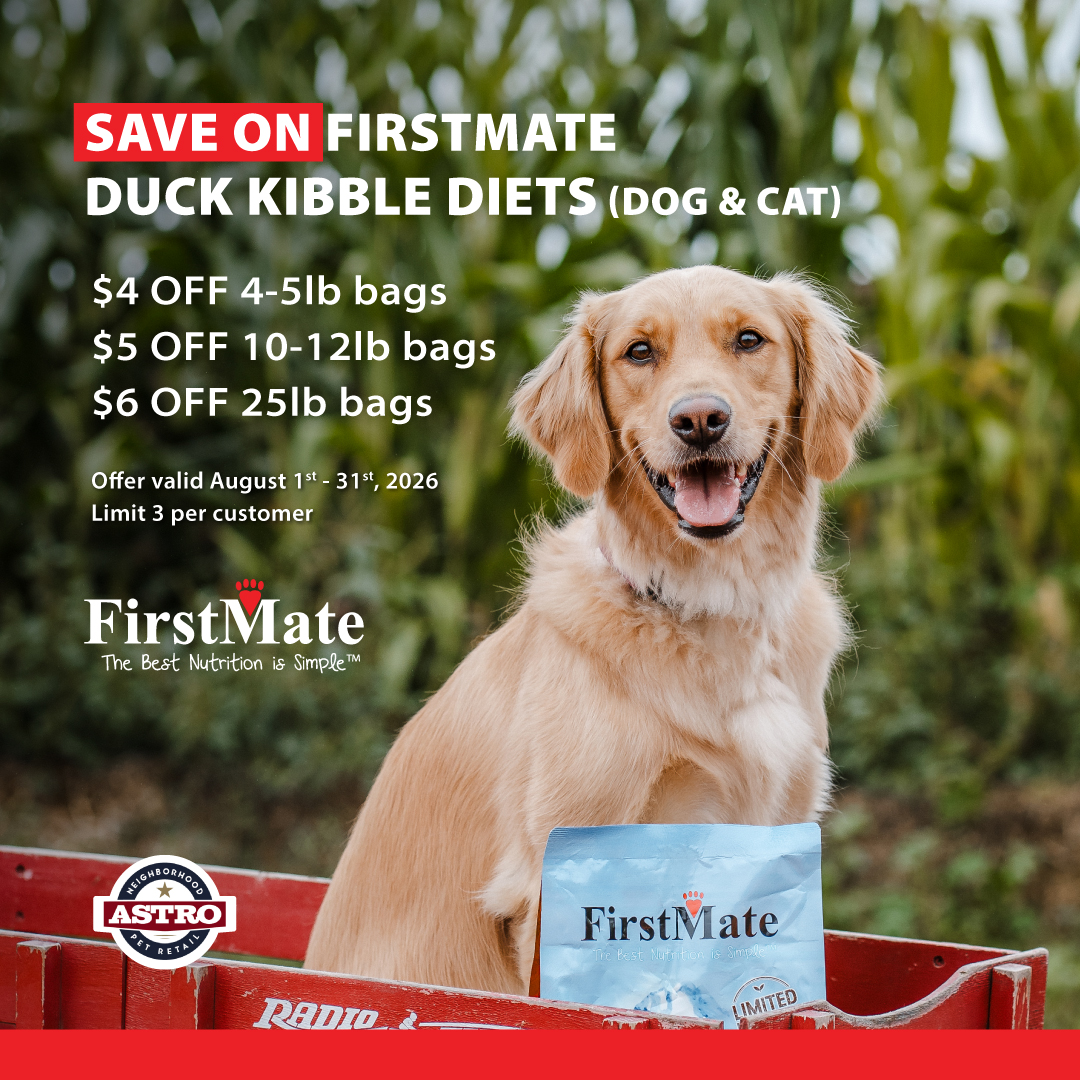 FirstMate Cage Free Duck formulas are highly palatable - great for picky eaters!  Duck as a novel protein is great for rotational feeding and addressing allergies and diet restrictions. Made in Canada