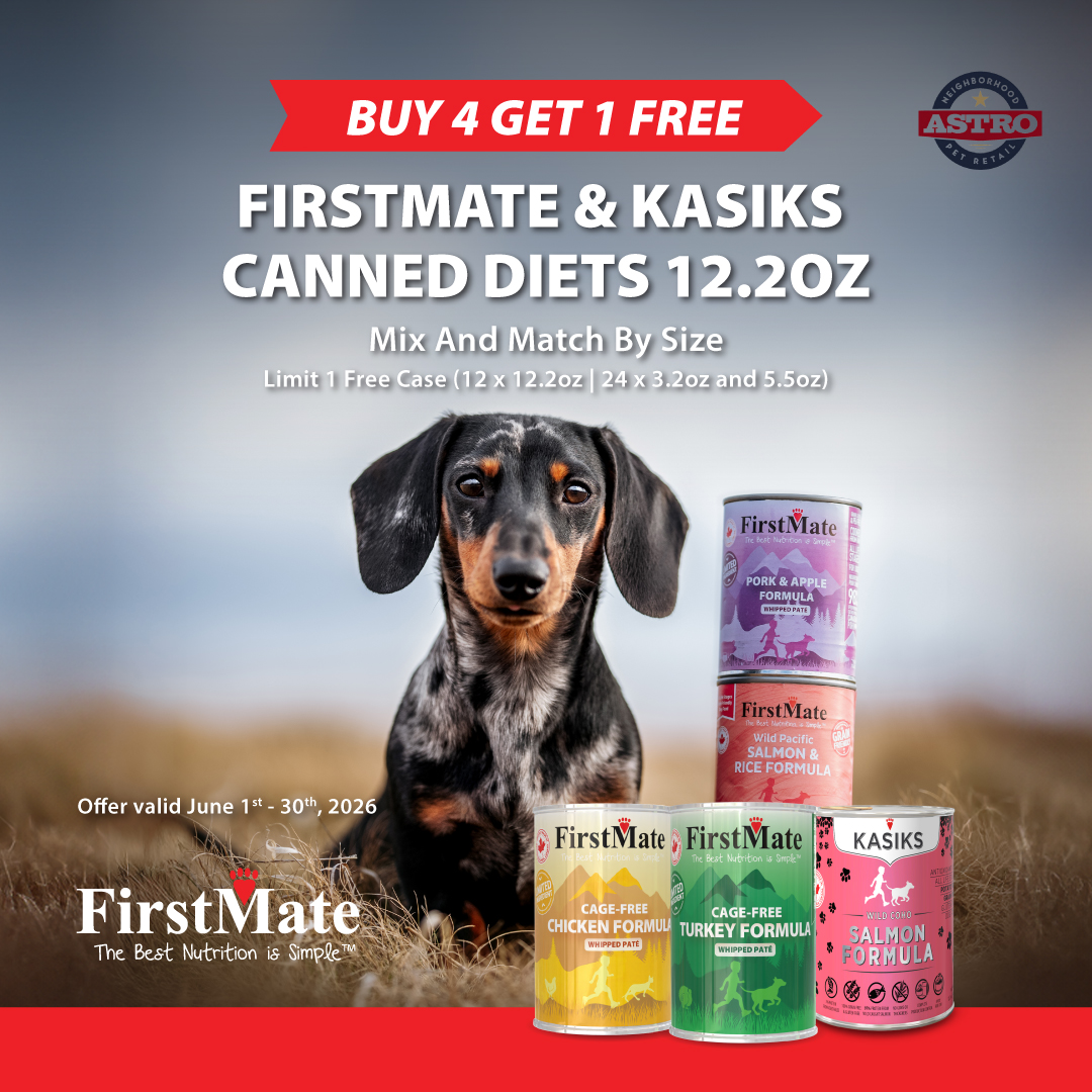 FirstMate cans have a unique whipped pate texture - perfect for picky eaters!  Made in Canada, using human grade ingredients - these limited ingredient diets are great to feed alone or as toppers.