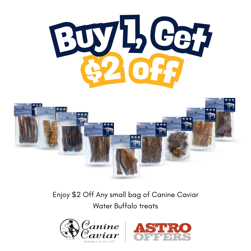 Canine Caviar's water buffalo dog treats: natural treats high in protein, low in calories and fat, sourced from free-range grass-fed Indian water buffalos.