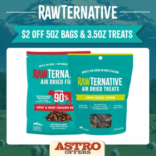 RawTernative | $2.00 OFF 3oz-5oz Bags of Air Dried Food and Treats