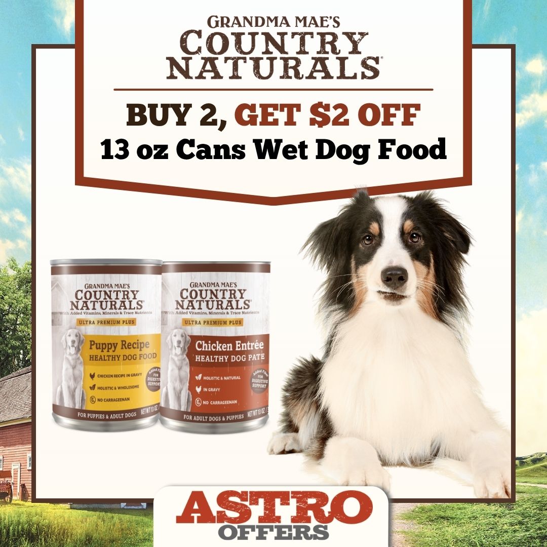 Grandma Mae's Canned Entrees for Dogs are made with healthy Brown Rice and are a great source of fiber to assist digestion. All Natural and Holistic Dinners for Adults and Puppies. 