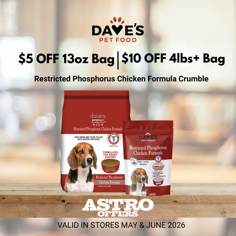 Dave's Restricted Phosphorus Chicken Crumble is formulated by Board Certified Veterinarian Nutritionists for managing kidney disease without a prescription!  Mix with water for added hydration. 