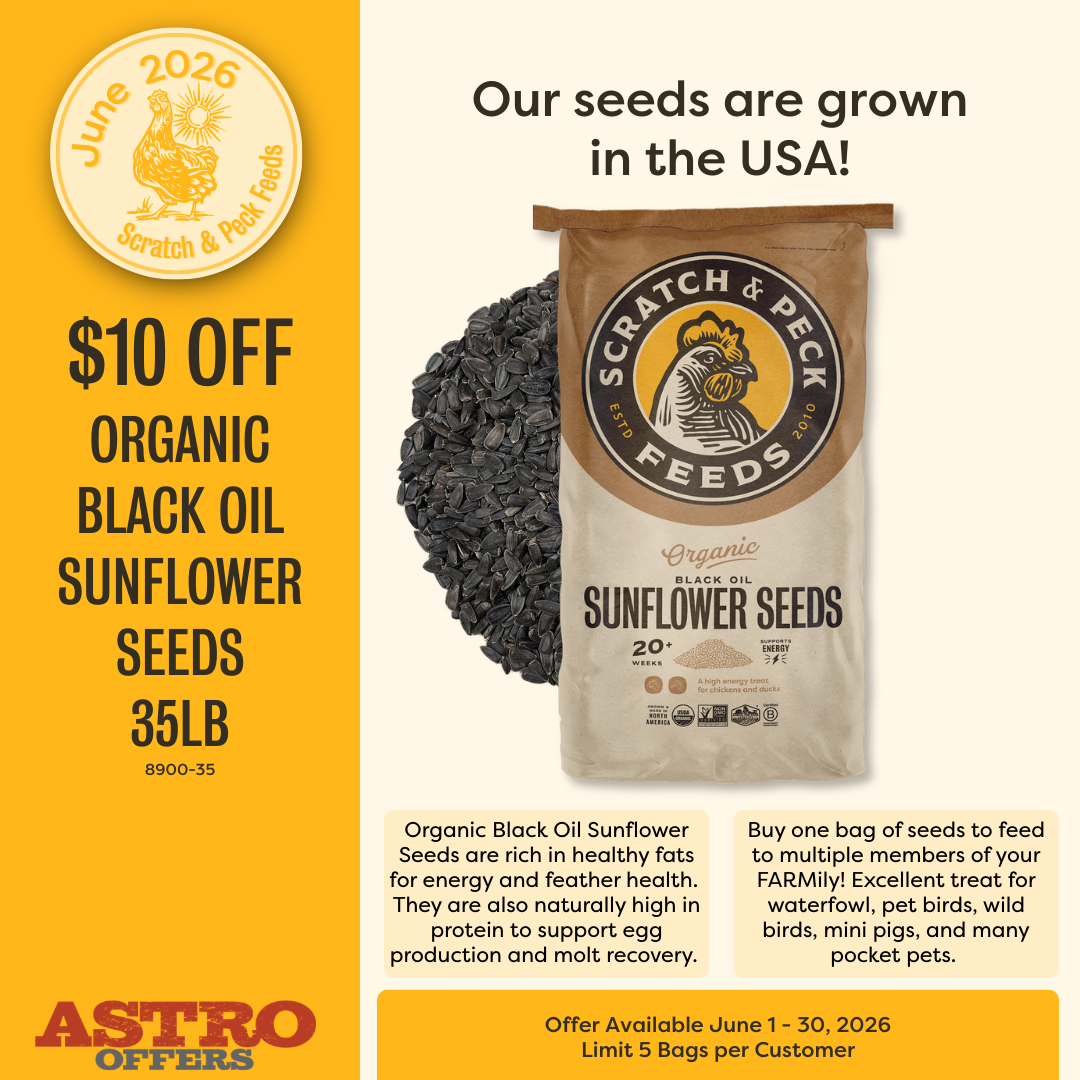 Stay sunny, snack happy! This idyllic treat of years gone by, pure, wholesome Organic Black Oil Sunflower Seeds, is sourced from U.S. farms and are ideal for flock nutrition.