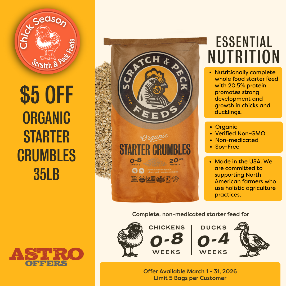 Scratch and Peck Feeds | $5.00 OFF 35lb Organic Starter Crumbles