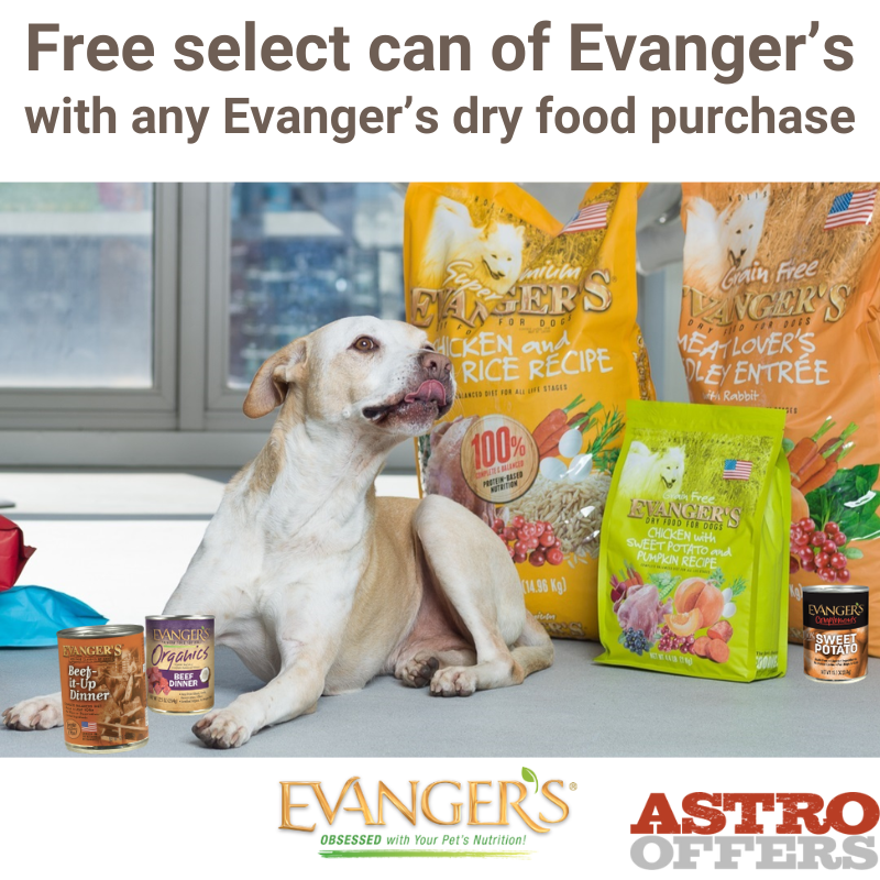 Get a free can of nutrient-packed wet food with any Evanger's dry food purchase. Made with holistic ingredients and 90 years of expertise, it's canned innovation that might just make your dog drool!