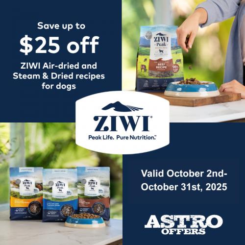 ZIWI | Dollars OFF Air-Dried and Steam & Dried Recipes for Dogs