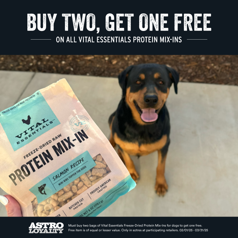 Boost the nutrition of your pets bowl by adding any of our Protein Mix-Ins to their meal! Vital Essentials Protein Mix-Ins can be given as a topper or a single protein, raw treat!