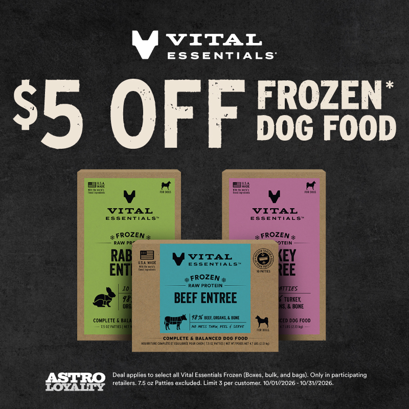 Skip the fillers. Choose meat. Get $5 OFF all Vital Essentials Frozen Raw and fuel your pet with raw butcher cut protein and nutrient-rich organs,