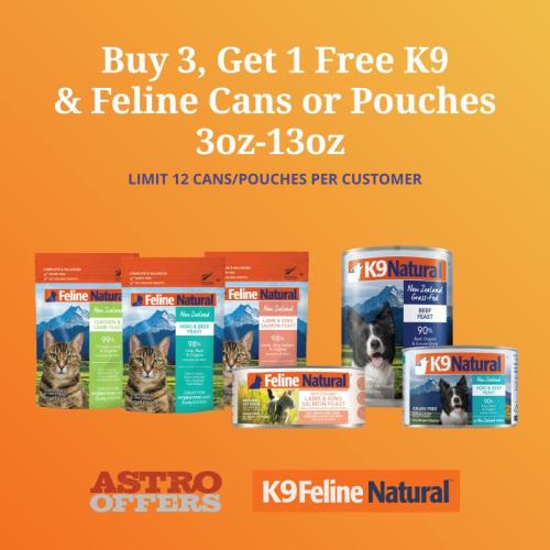 K9 Natural & Feline Natural pouches and cans contain a nutritious, highly palatable pate with no gelling agents, binders or gum - just fresh New Zealand water for added hydration.