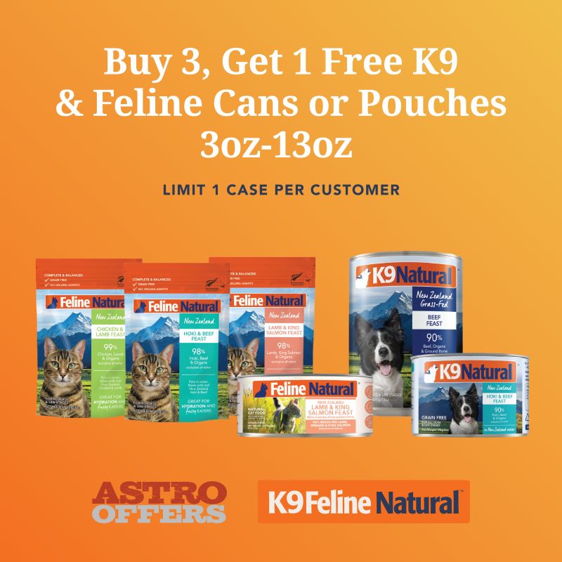 K9 Natural & Feline Natural pouches and cans contain a nutritious, highly palatable pate with no gelling agents, binders or gum - just fresh New Zealand water for added hydration.
