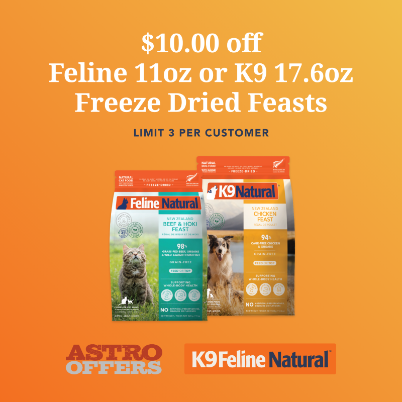 K9 Natural & Feline Natural | $10.00 OFF 11oz-17.6oz Freeze-Dried Bags