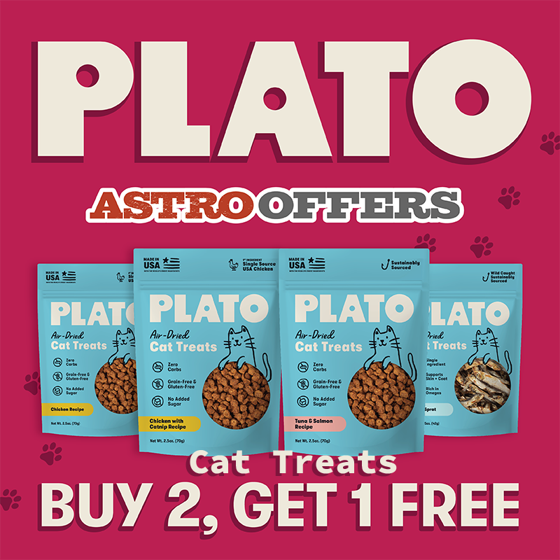 You could give your cat a treat, or give them Plato
Real Food - Treats that also deliver nutrition
No Fillers - No Fillers/Synthetics mean happier pets
Air-Dried - Air-drying preserves nutrition