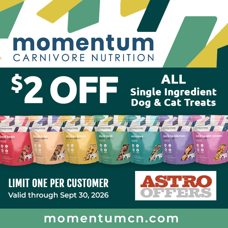 Momentum single ingredient treats are great for picky dogs and cats! 