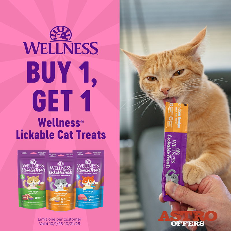 Wellness | Buy 1, Get 1 FREE on Lickable Cat Treat Pouches