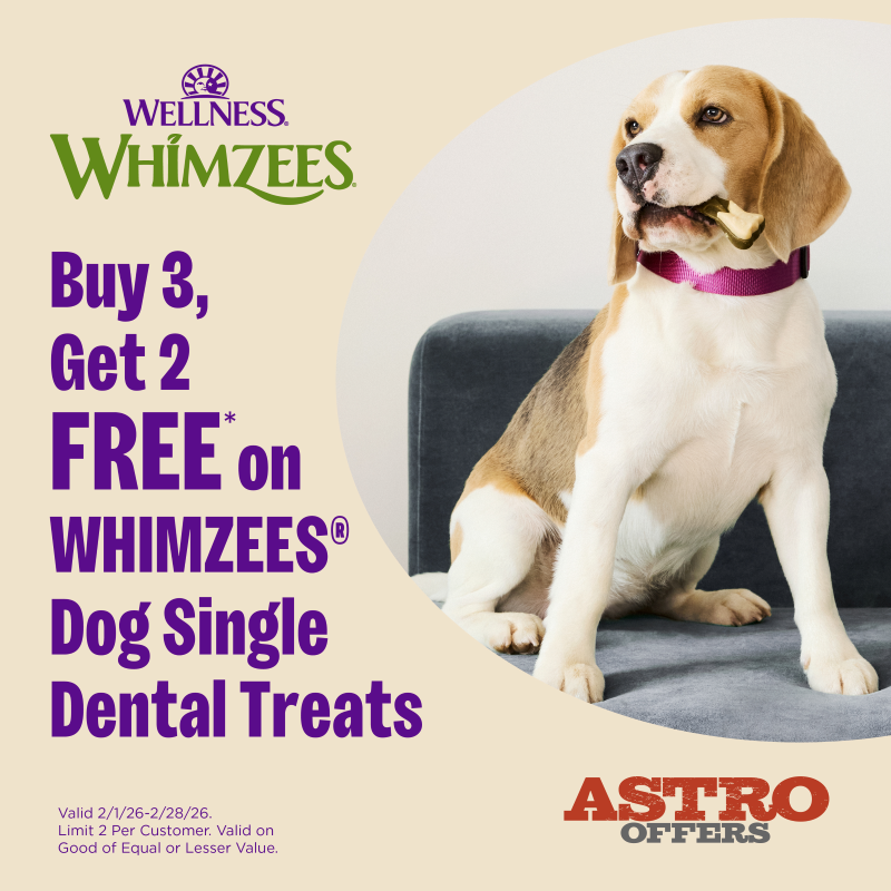 Celebrate Pet Dental Health Month with WHIMZEES! Daily use of WHIMZEES is scientifically proven to help support your dog's dental health. 