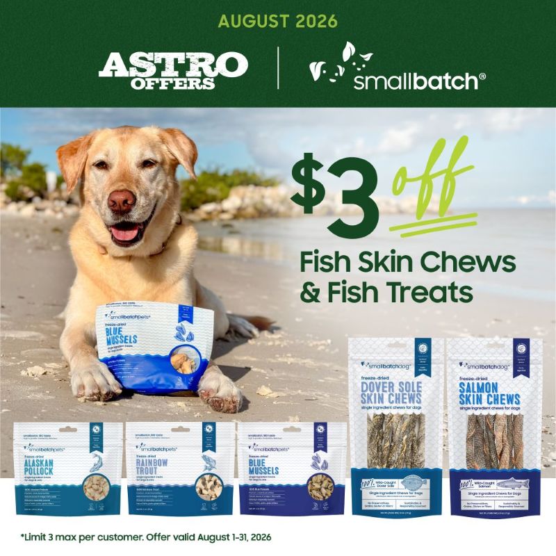 Smallbatch Freeze-Dried Fish Chews & Treats are clean & sustainably sourced, healthy omega-3s & protein. Supporting skin, coat, & inflammatory wellness. Crispy, crunchy, simple, whole-food treats!
