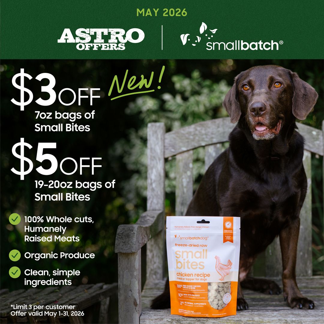 New Small Bites are100% whole meat, organs & bone, organic produce, and natural supplements. A prey model inspired complete recipe, ready for easy feeding or bowl topping. Hydrate & serve!
