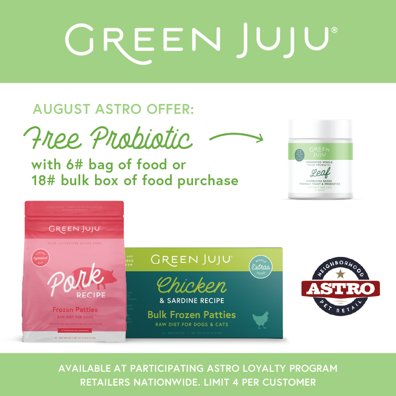 Green Juju's Whole food based probiotics are a simple way for
pet-parents to support digestion, immune health, nutrient
absorption, and overall microbiome balance in dogs and cats.