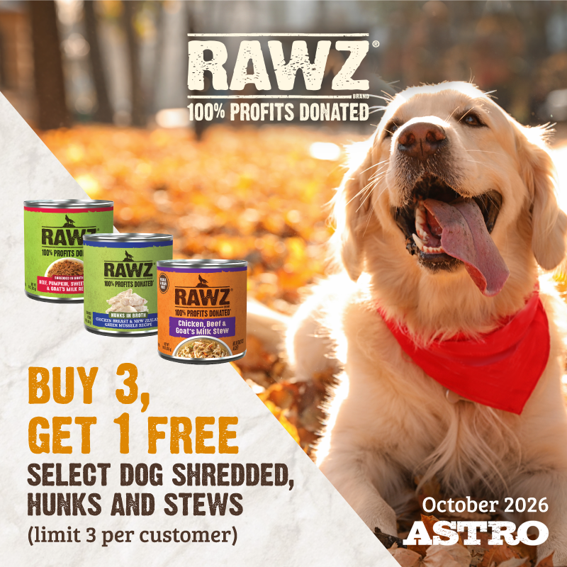 Available in a variety of flavors that dogs crave, these delicious recipes can be fed as a full meal or as toppers. 100% of profits from RAWZ are donated to causes that support pets & people.  