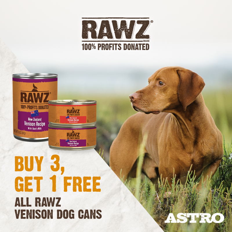 Available in a variety of flavors that dogs crave, these delicious recipes can be fed as a full meal or as toppers. 100% of profits from RAWZ are donated to causes that support pets & people.  