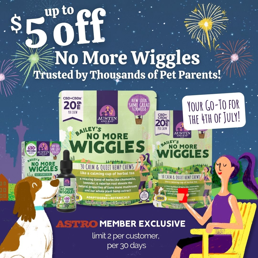 Quick tip! CBD can take up to an hour to help, so give it to your dog well before fireworks. For best results, use CBD daily leading up to the 4th to keep pups calm and comfortable.