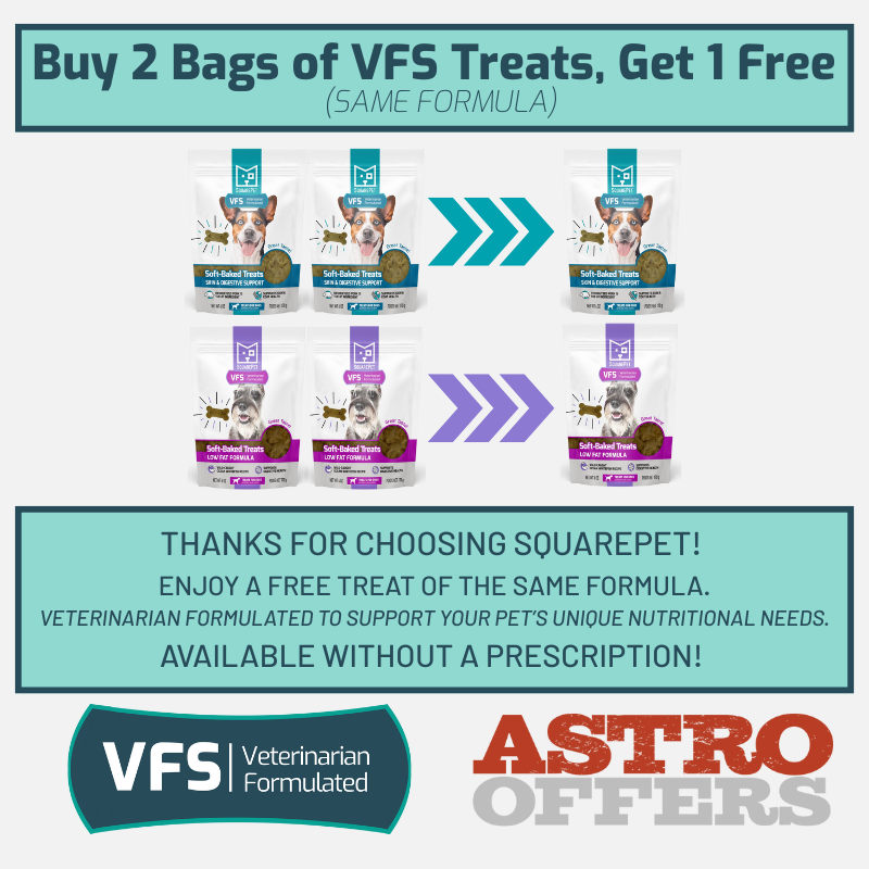Thank you for treating your pet with SquarePet! Our VFS treats are formulated with the same veterinary expertise as our diets, helping you reward your pet with purpose.

