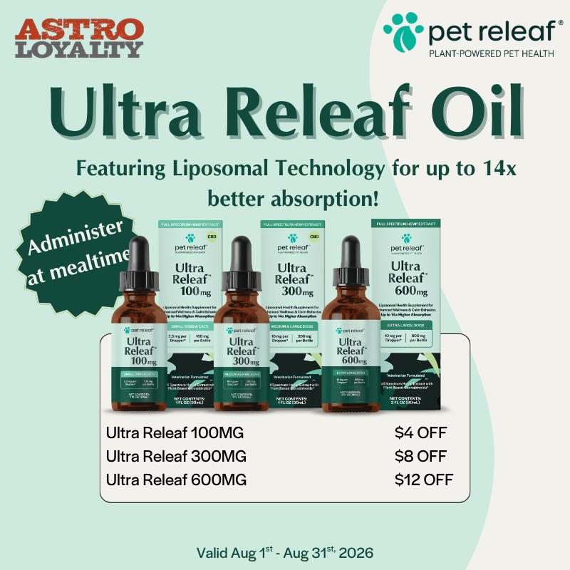 Ultra Releaf Liposomal Hemp Oils are 14x's better absorbed! This product is long-lasting and is great for multi-pet households. Choose Ultra Releaf because this discount is rare!  