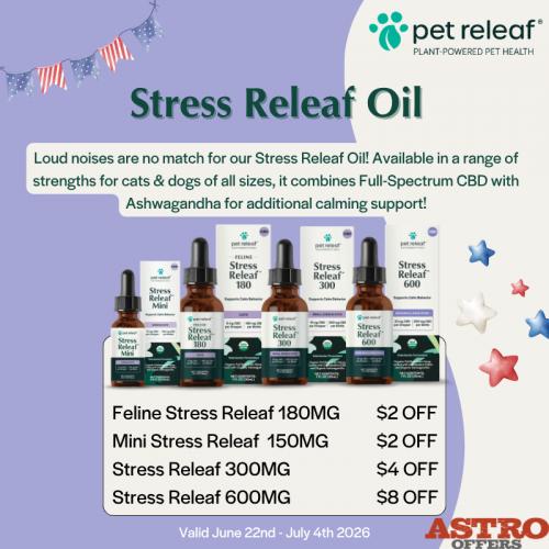 4th of July is the most common day pets go missing! Make sure your pet is prepared for fireworks with our Stress Releaf Oils.