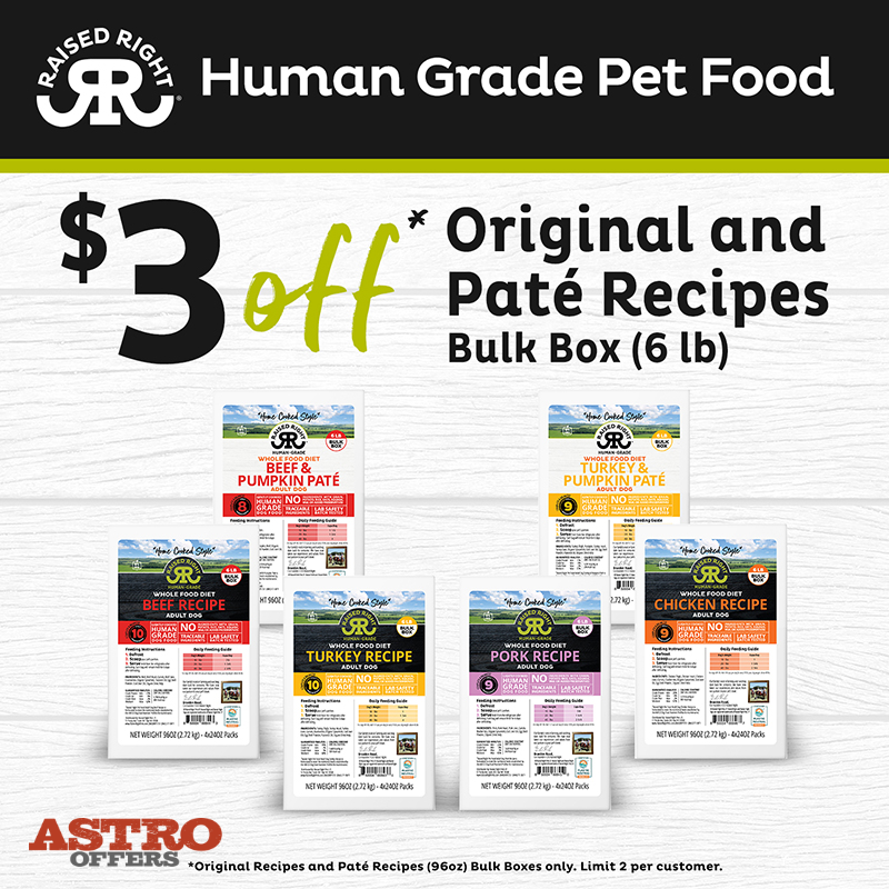 Raised Right | $3.00 OFF 6lb Bulk Box Frozen Diets