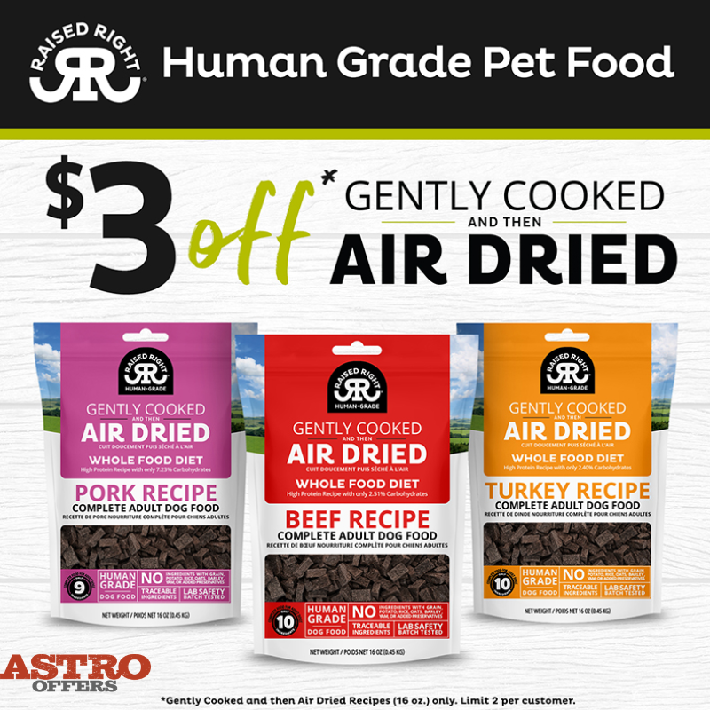 Raised Right has developed a new way of making dog food as we're the first company to create a line of human-grade dog food that's gently cooked and then air dried.