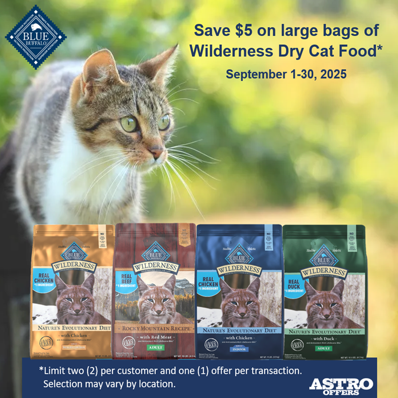 Blue Buffalo | $5.00 OFF Large Bag of Wilderness Dry Cat Food