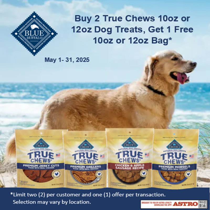 Blue Buffalo | Buy 2, Get 1 FREE on Select True Chew Dog Treats