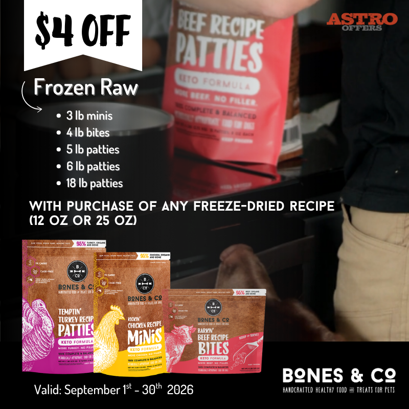 Both our Raw Frozen and Freeze-Dried Food have a 1:1 fat to protein ratio, formulated for metabolically appropriate, 100% complete and balanced canine nutrition.
