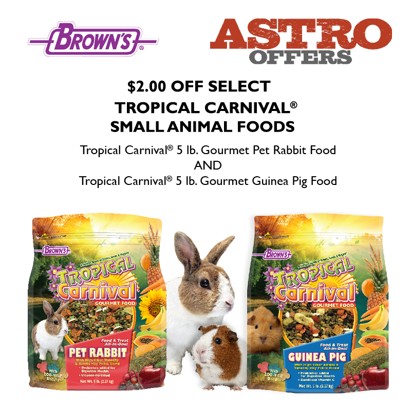 FM Brown's | $2.00 OFF Select Tropical Carnival Rabbit & Guinea Pig Foods