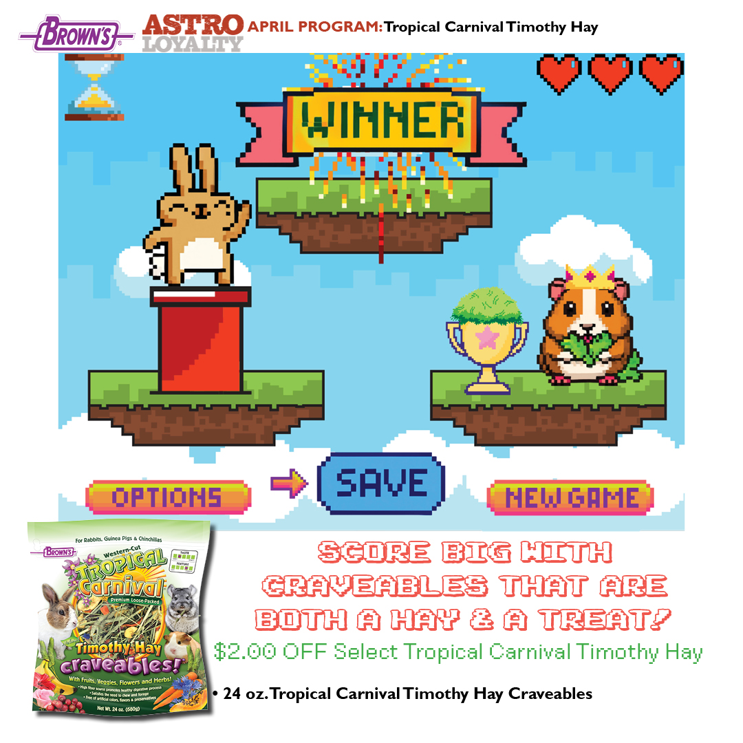 FM Brown's | $2.00 OFF 24oz Tropical Carnival Timothy Hay Craveables