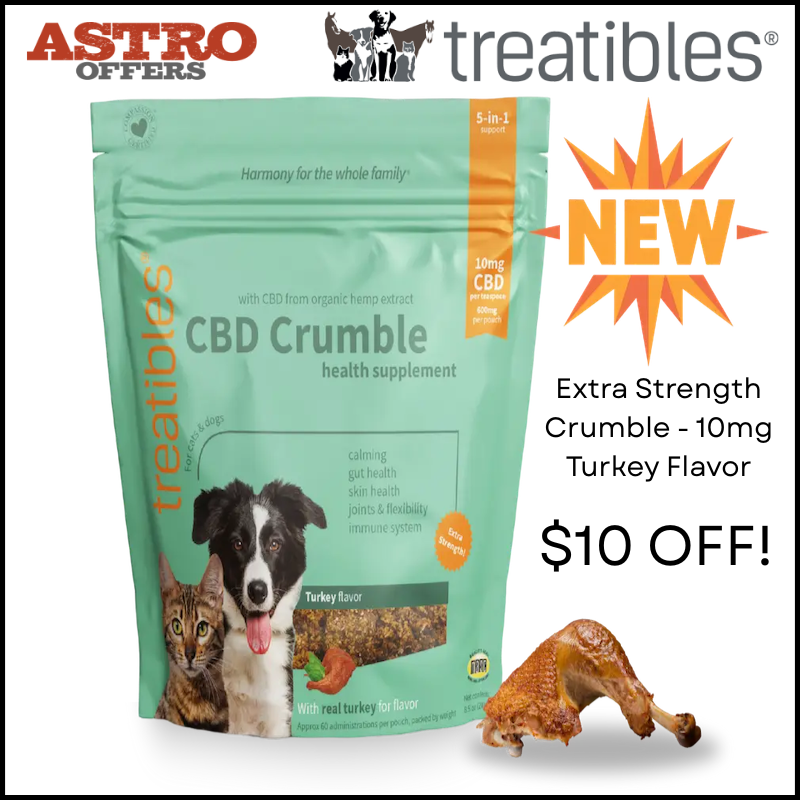 Treatibles Extra Strength  Organic Broad Spectrum Hemp Oil Crumble is a great addition to your cat or dog's health regimen.  This product can be taken alone or with your cat or dogs favorite food!