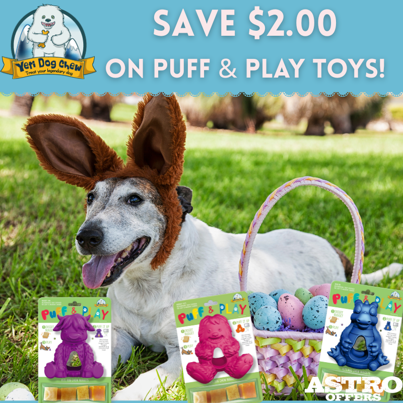 Hop into Easter with a Yeti Puff & Play Hangry Dog Toy the perfect surprise for your dog's Easter basket! Hip Hop Hurry!