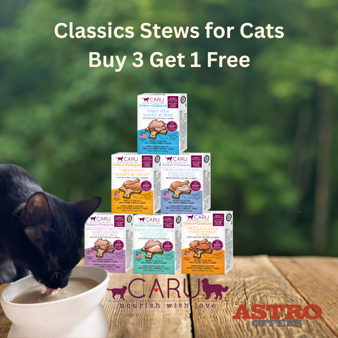 Caru's Classics Stews for Cats have been rated as the best human grade stews for picky cats by Cats.com. And with an added Omega 3 Oil, it's a tasty functional stew that they will crave.