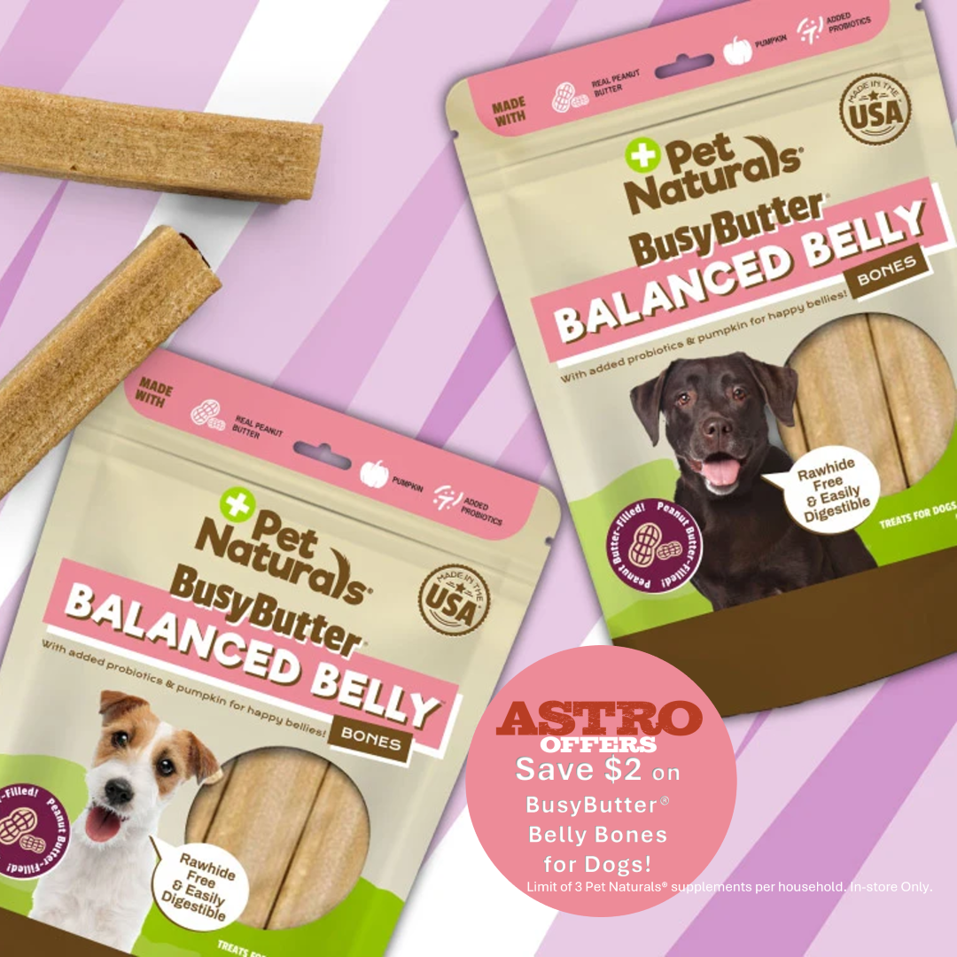 BusyButter® Balanced Belly Bones make it easy! These, mess-free delicious peanut butter chew bones are made with dog-friendly peanut butter, pumpkin, and added probiotics to offer amazing benefits!