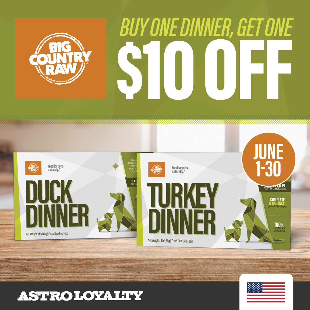 4lb Dinner Cartons - Big Country Raw Dinner recipes offer complete, balanced nutrition with fruits, veggies, and added omegas - meals dogs love and owners feel confident serving every day!