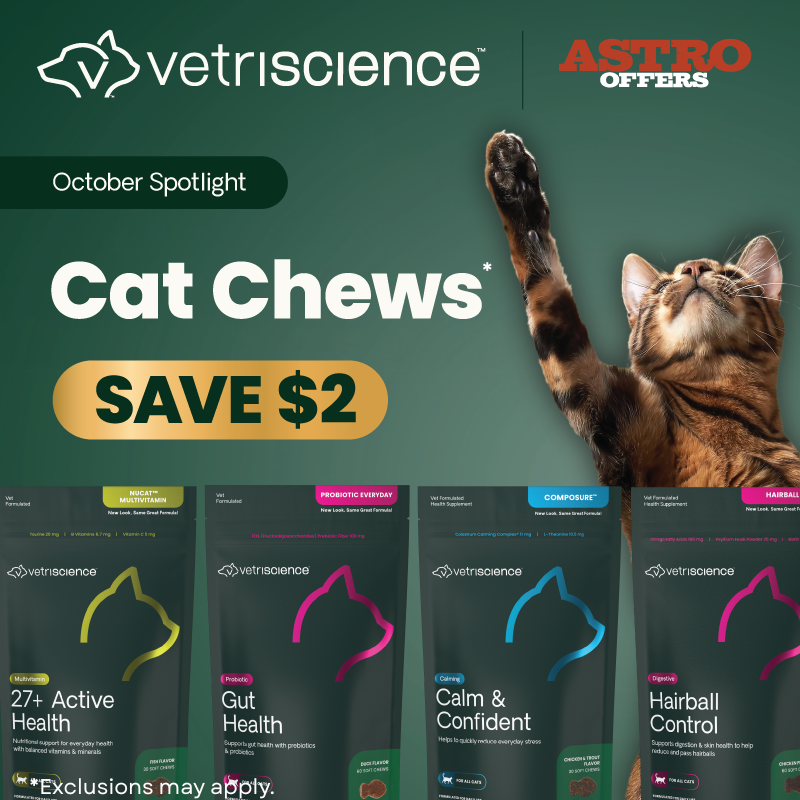 VetriScience offers Veterinarian led soft chew formulas to support Nose to Tail health for your feline family! 100% Satisfaction Guaranteed!