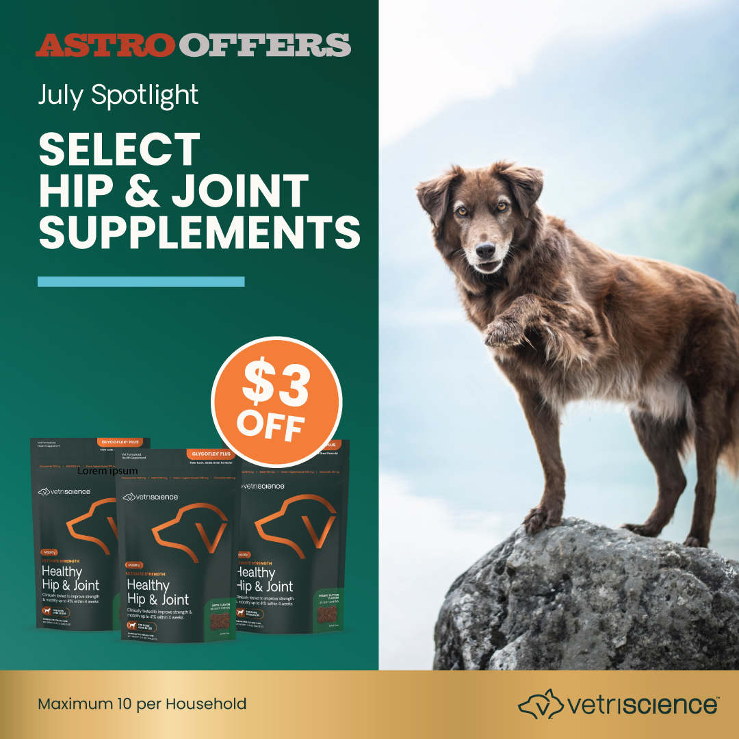 VetriScience offers a Vet-led hip & joint supplement for dogs formulated with glucosamine, chondroitin & green-lipped mussel. Supports increased hind leg strength in just four weeks!