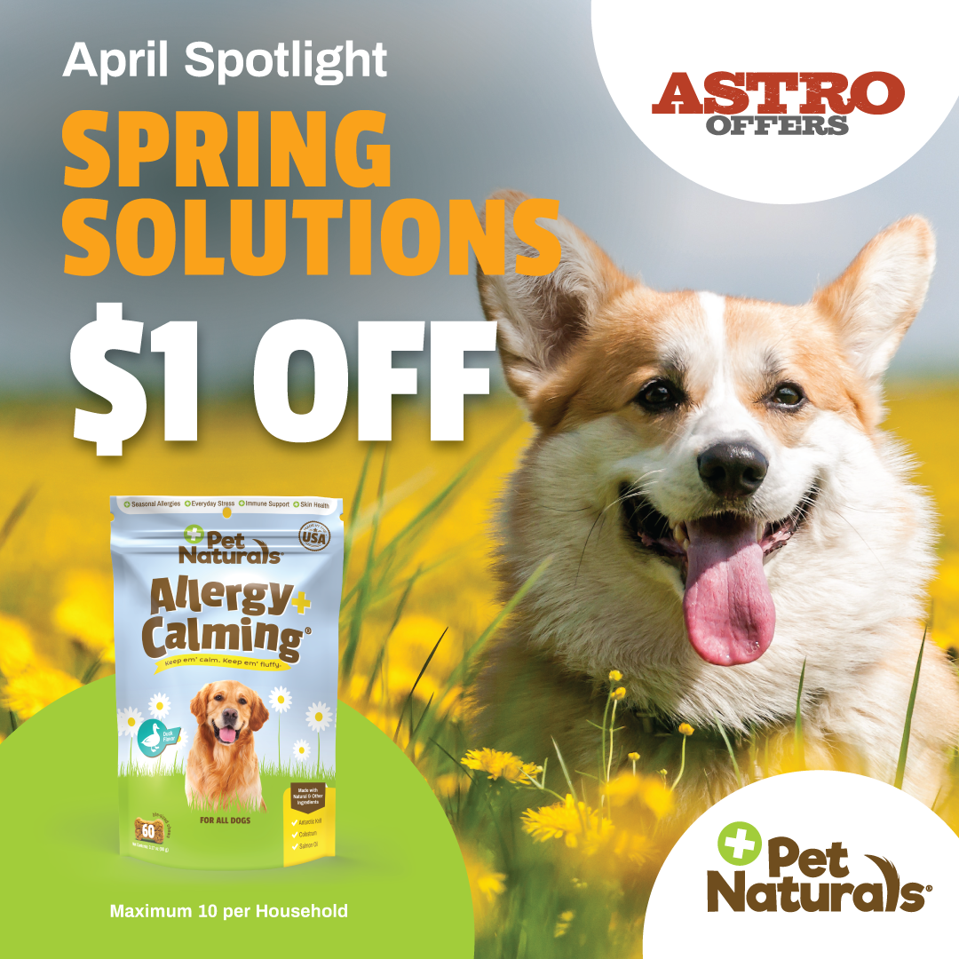 Pet Naturals Allergy + Calming supplement for dogs is an innovative, 2-in-1 approach to help support your pup's physical & emotional health!