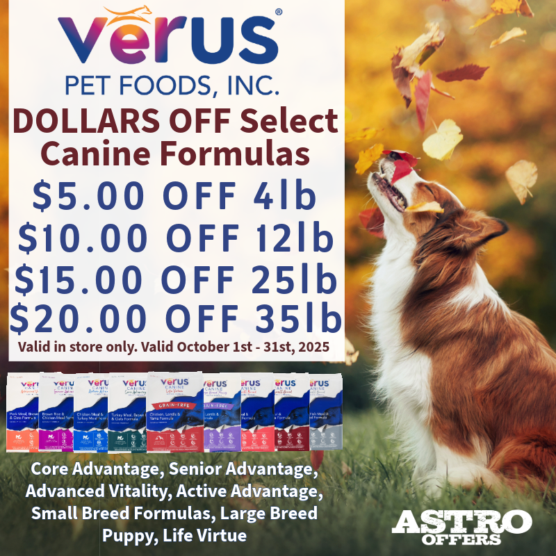 VeRUS Pet Foods l Dollars OFF Select Canine Kibble Formulas