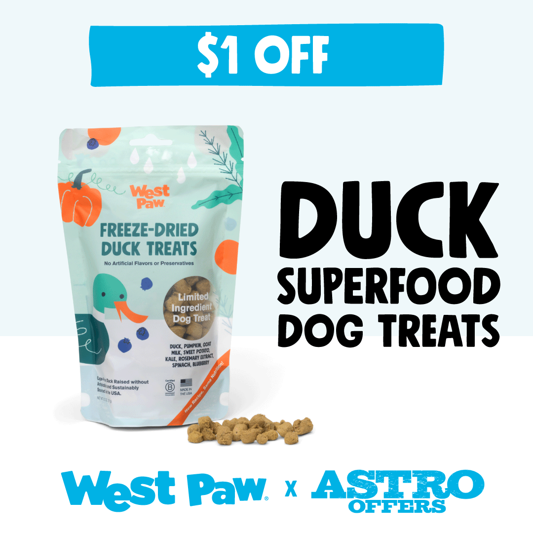 West Paw | $1.00 OFF Duck Superfood Dog Treats