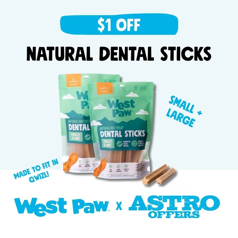 West Paw | $1.00 OFF Natural Dental Stick Treats