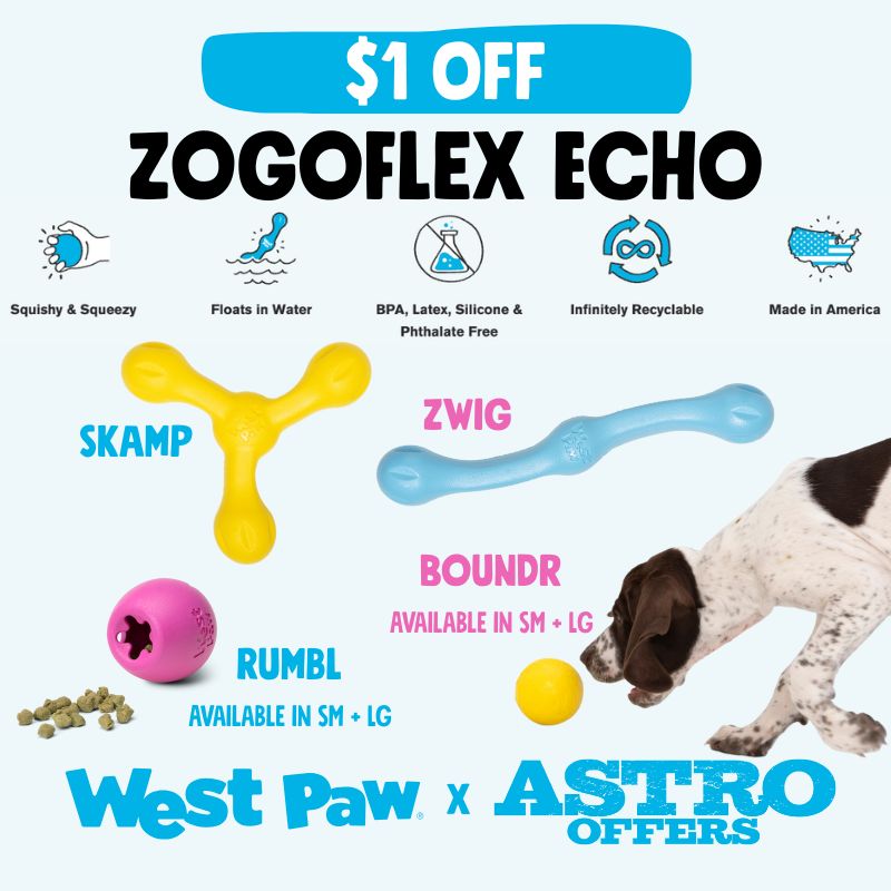 USA-made products from high-quality, eco-friendly, safe materials. Zogoflex Echo Toys float, are recyclable, non-toxic & dishwasher safe.