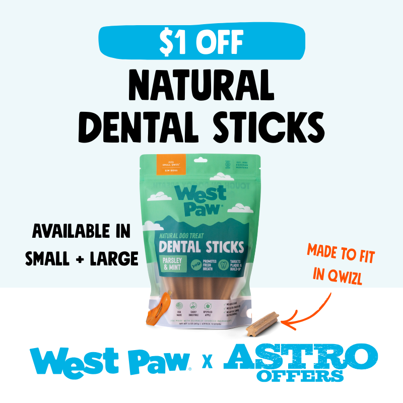 West Paw | $1.00 OFF Natural Dental Stick Treats